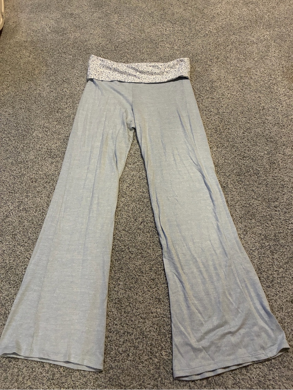 Hollister Light Blue Wide-Leg Lounge Leggings with Fold-Over Waist